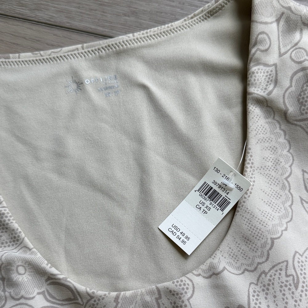Aerie Cream Floral Long Sleeve Bodysuit - Picture 2 of 3